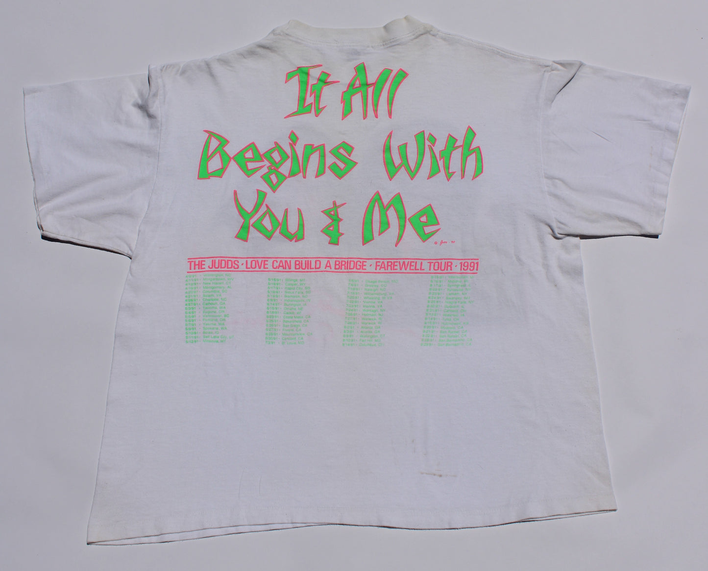 1991 Size XL The Judds "Farewell Tour" Tee Shirt