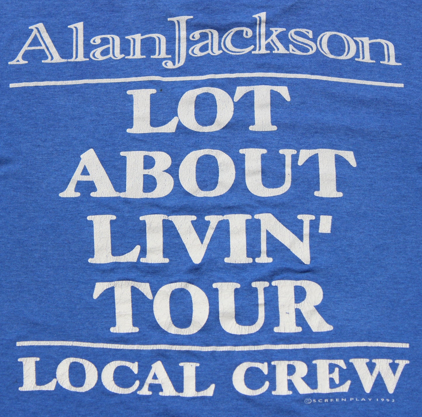 1993 Size Medium Alan Jackson "Lot About Livin' Crew" Tee Shirt