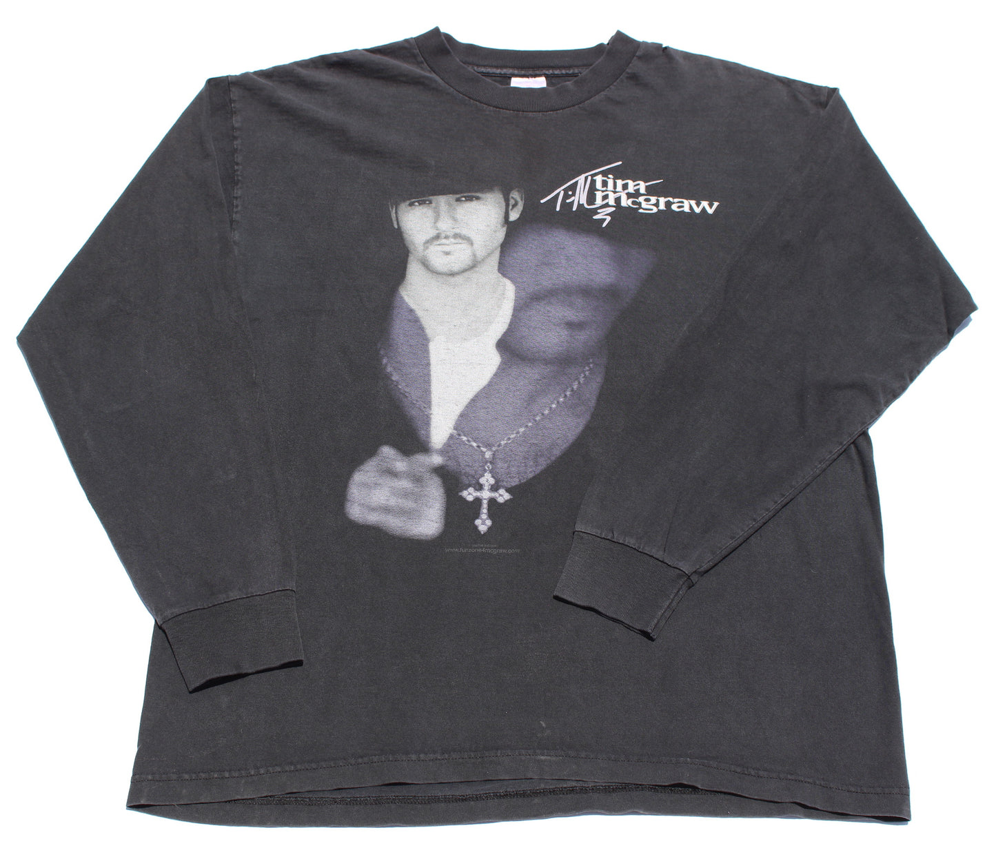 1990's Size XL Tim McGraw "Cross Necklace" Long Sleeve Shirt