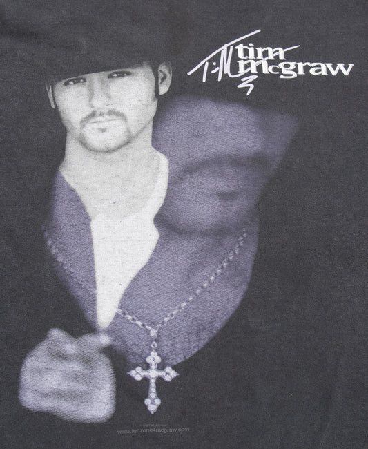 1990's Size XL Tim McGraw "Cross Necklace" Long Sleeve Shirt