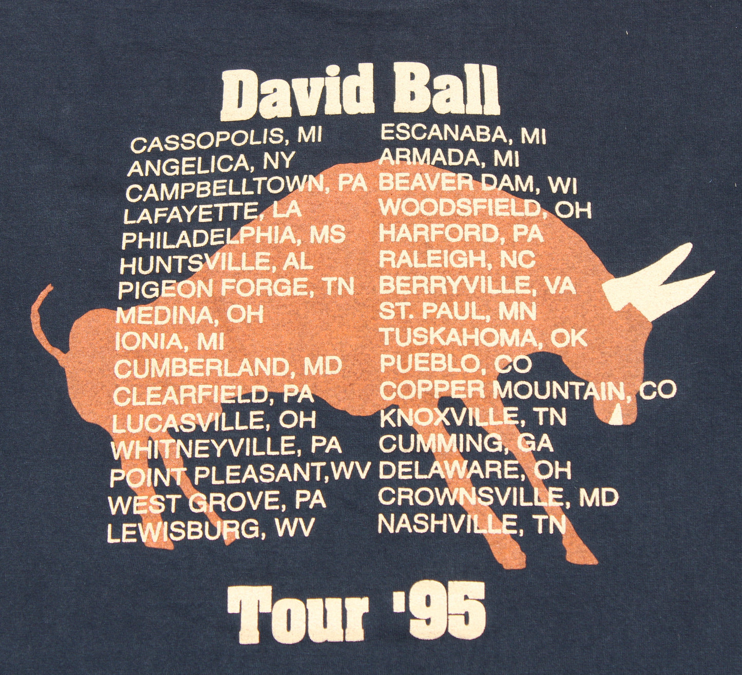 1995 Size Large David Ball "Tour 95" Tee Shirt