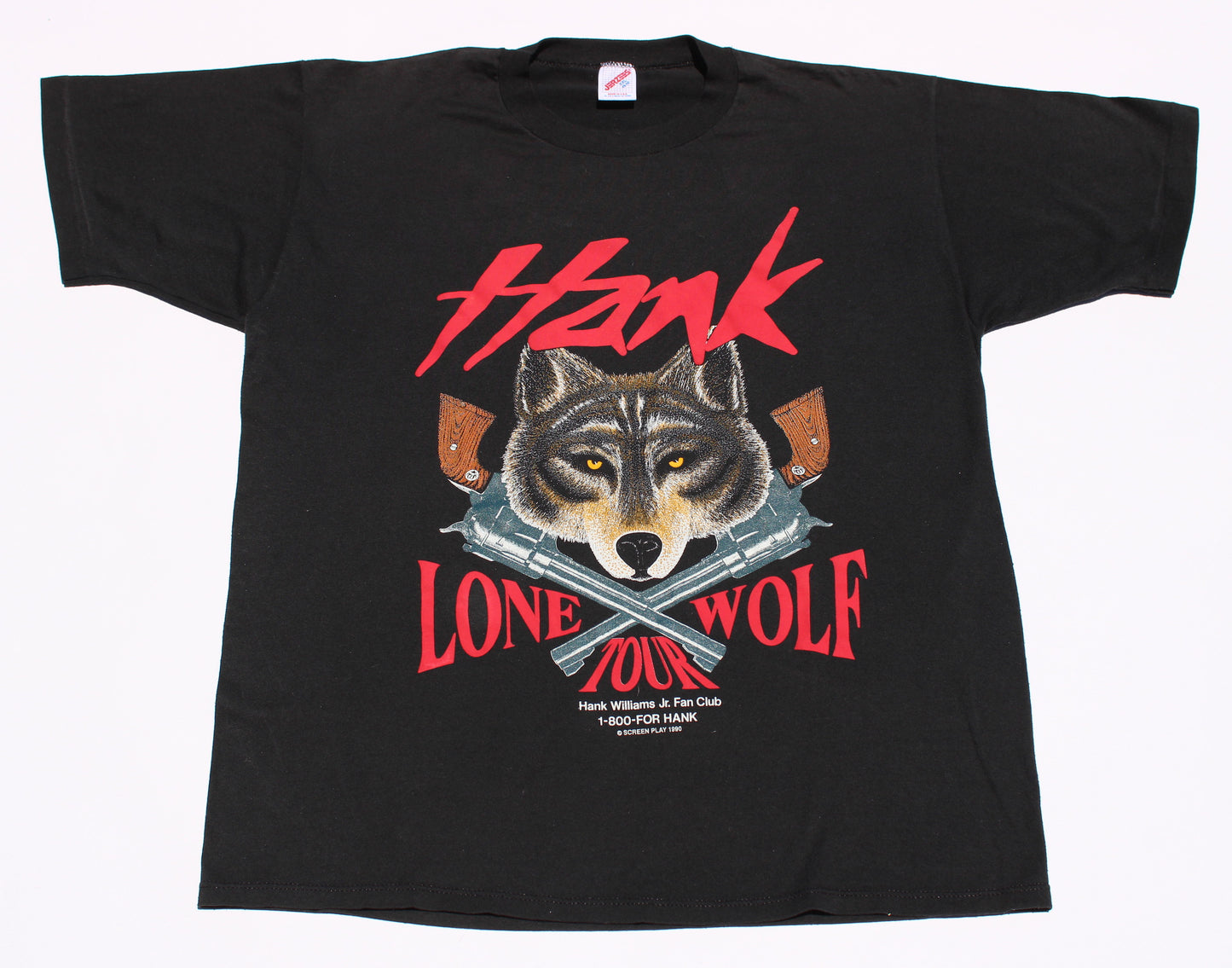 1990 Size XL Hank Williams Jr. "Lone Wolf Tour" Tee Shirt