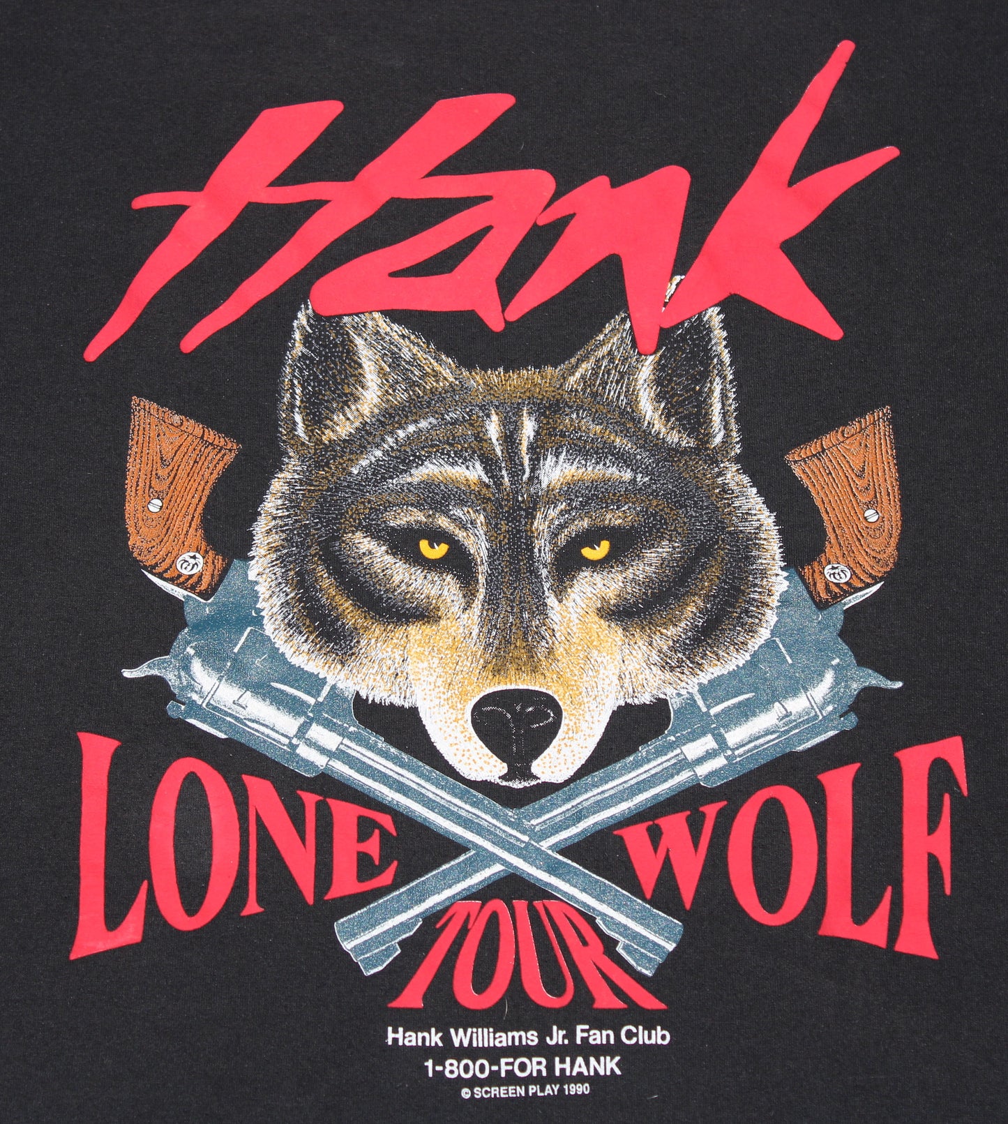 1990 Size XL Hank Williams Jr. "Lone Wolf Tour" Tee Shirt