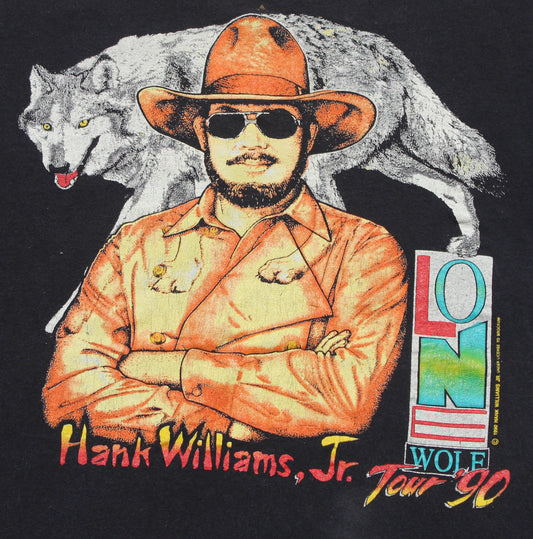 1990 Size Medium Hank Williams Jr. "Lone Wolf" Tour Tee Shirt