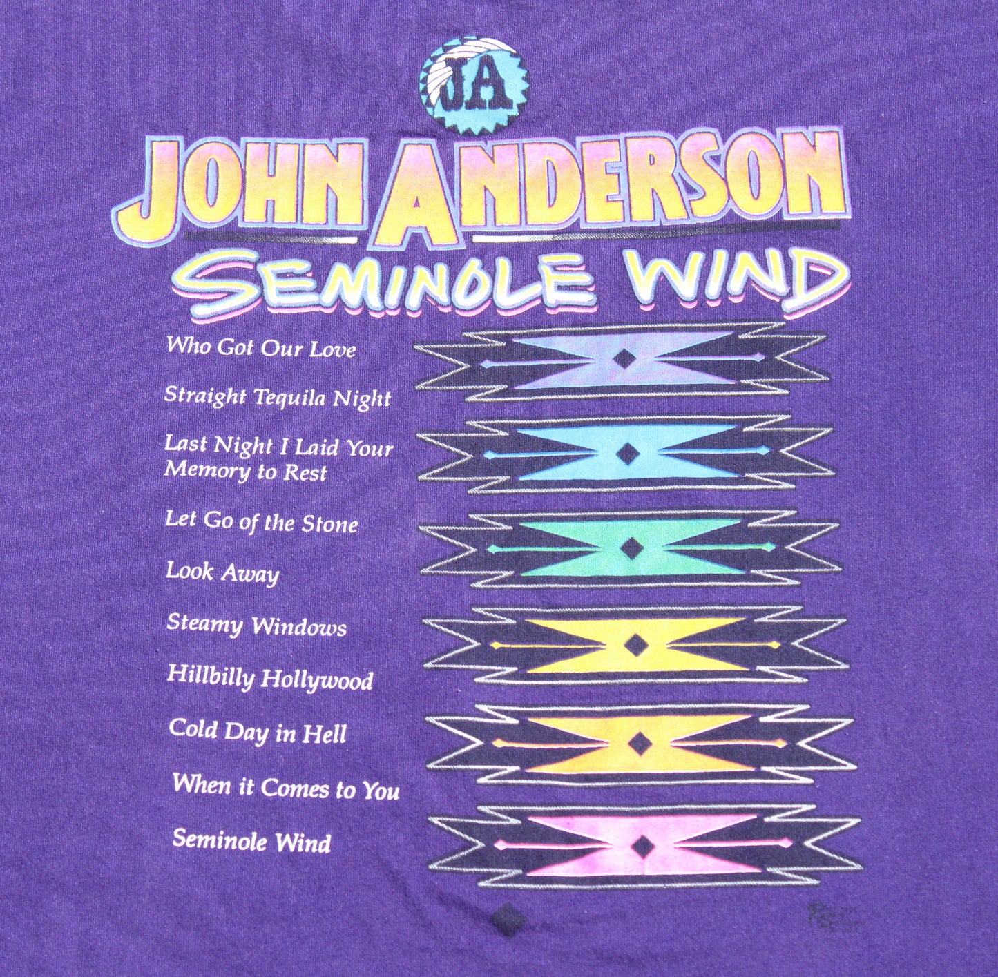 1990's Size Large John Anderson "Seminole Wind" Tee Shirt