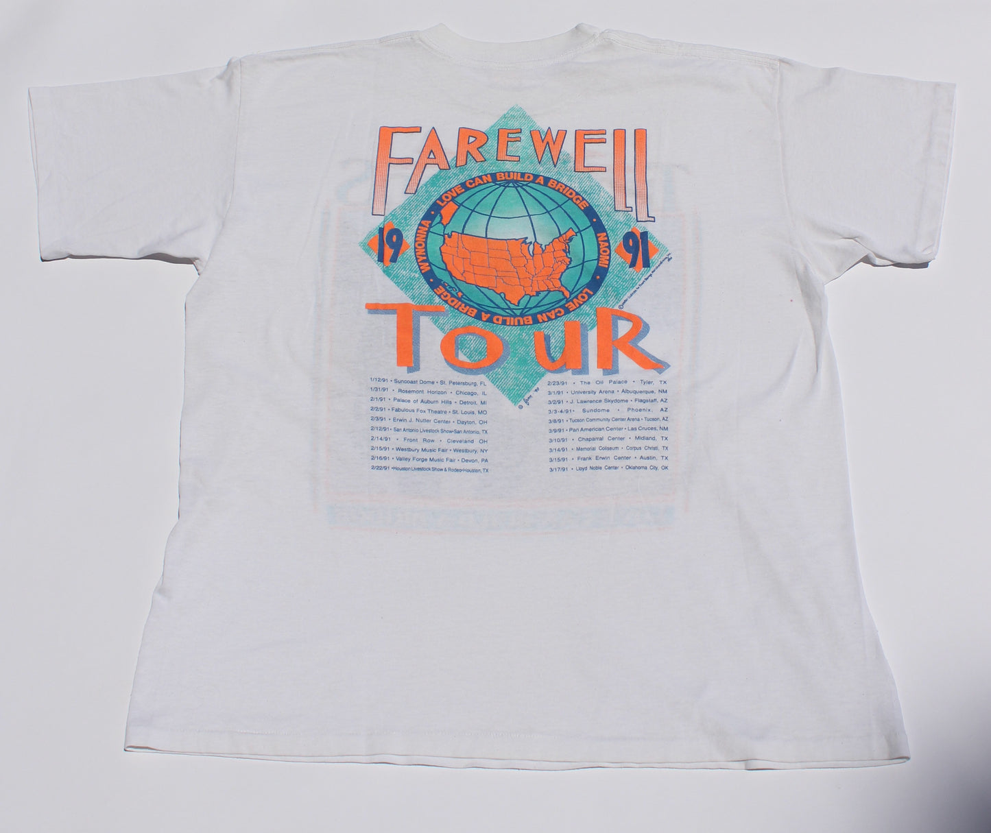 1990 Size XL The Judds "Farewell Tour-White" Tee Shirt