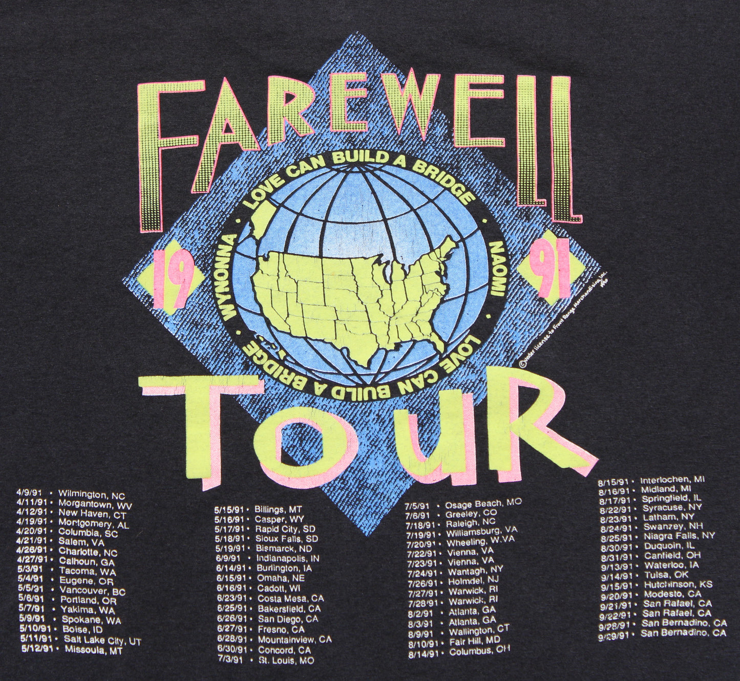1990 Size XL The Judds "Farewell Tour-Black" Tee Shirt