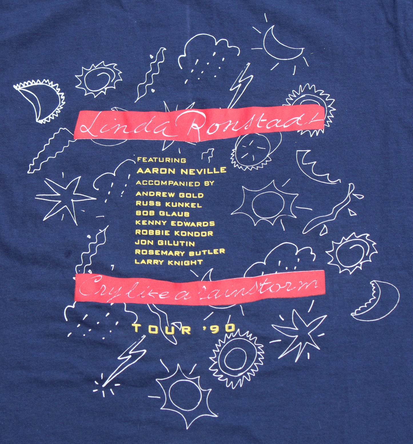 1990 Size Large Linda Ronstadt "Cry Like A Rainstorm Tour" Tee Shirt