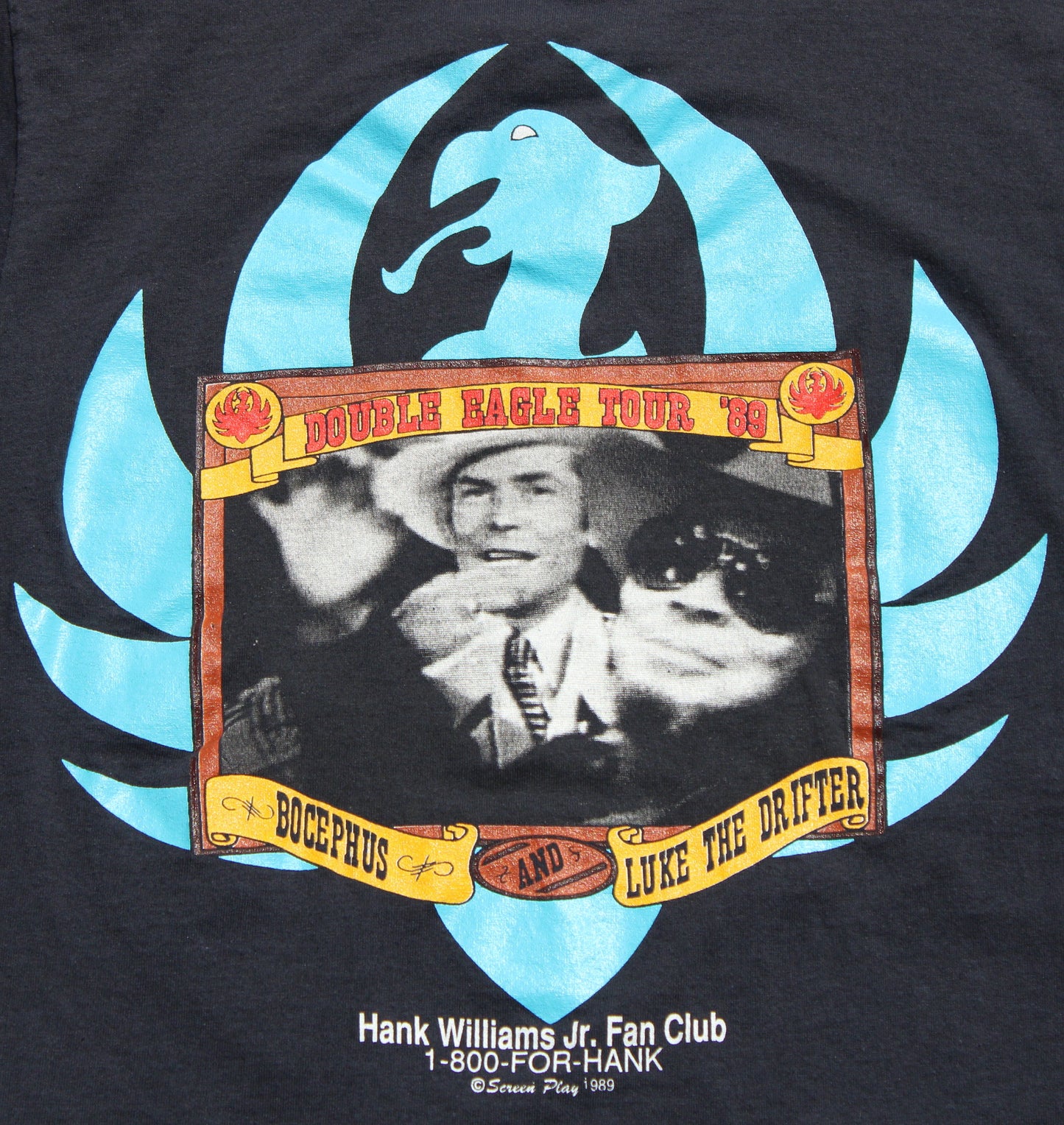 1989 Size Small Hank Williams Sr. and Jr. "Double Eagle Tour" Tee Shirt