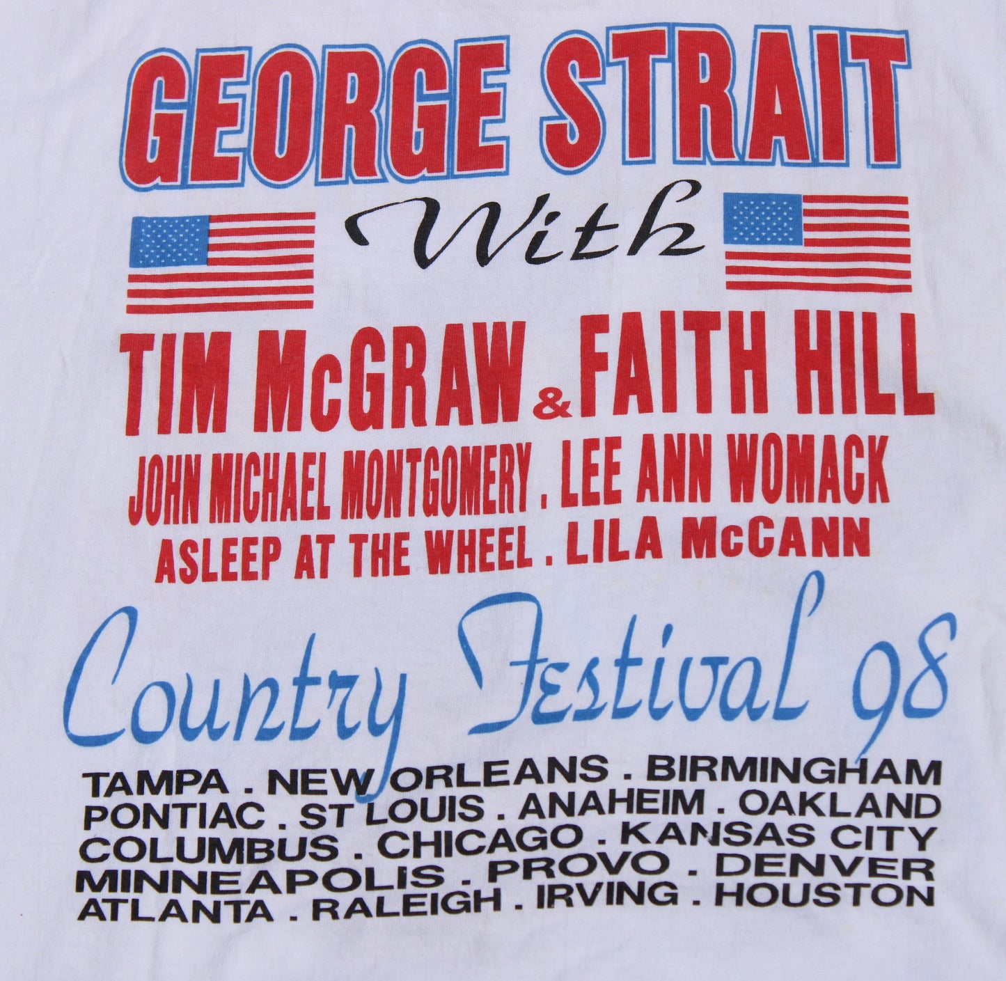 1998 Size Large George Strait x Faith Hill x Tim Mcgraw "Fest" Tee Shirt