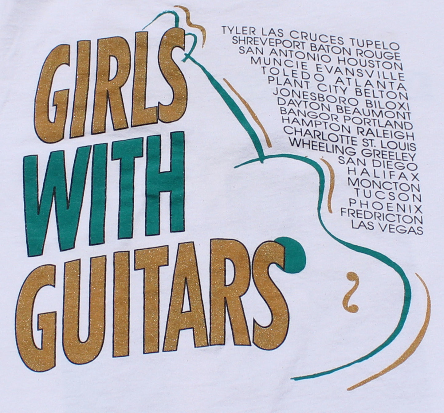 1990's Size Large Wynonna "Girls With Guitars-White" Tee Shirt