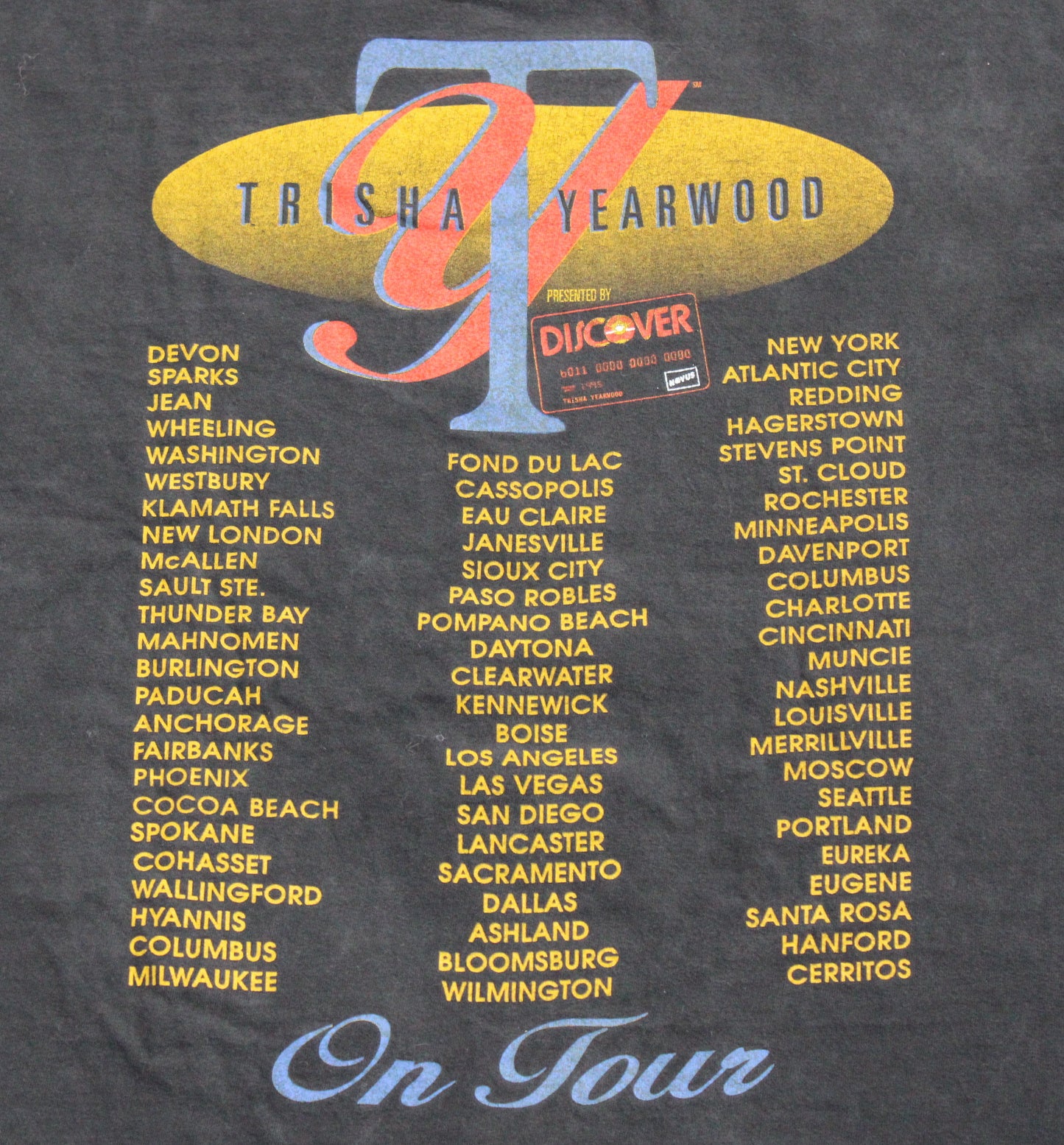 1990's Size XL Trisha Yearwood "Tour" Tee Shirt