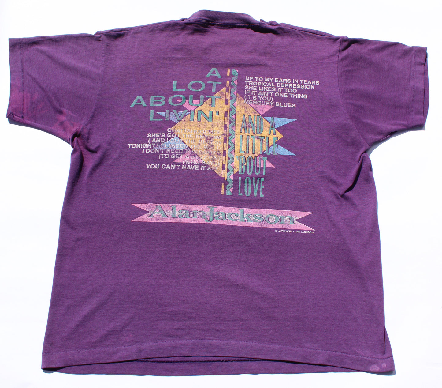 1993 Size XL Alan Jackson "A Lot About Livin'-Purple" Tee Shirt