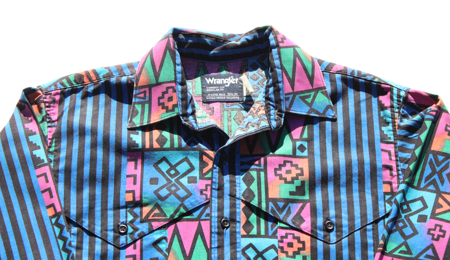 1990's Size Medium Wrangler Rodeo Button Up Shirt