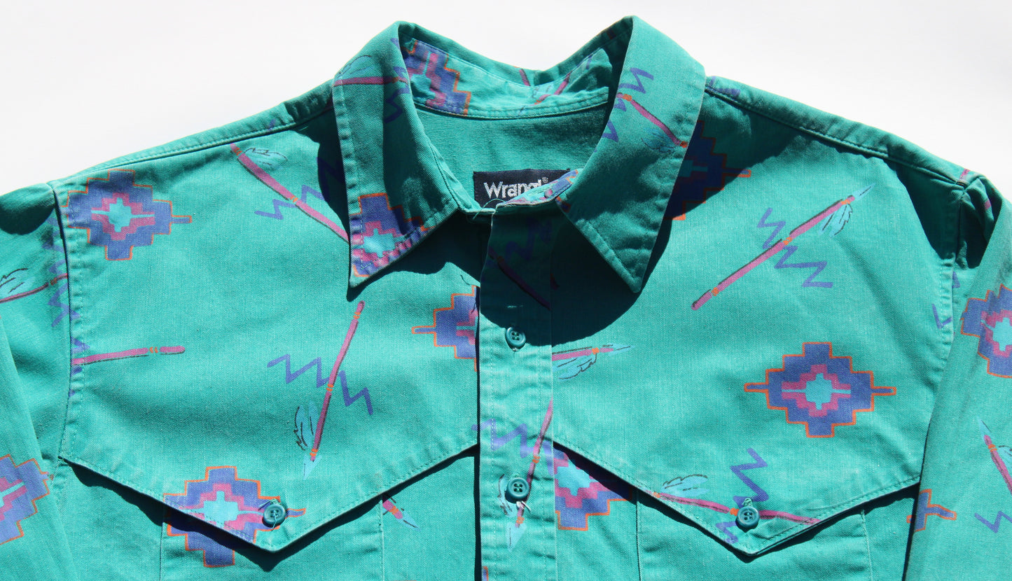 1990's Size Large Wrangler Brushpopper Button Up shirt