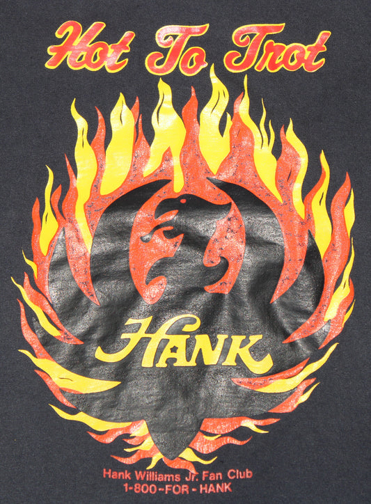 1990's Size Large Hank Williams Jr. "Hot To Trot" Tee Shirt