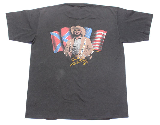 1990's Size Large Hank Williams Jr. "Southern Flag" Tee Shirt