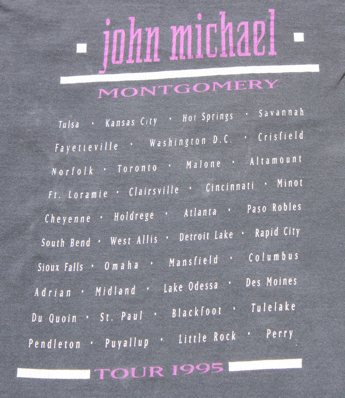 1994 Size XL John Michael Montgomery "Tour 95" Tee Shirt