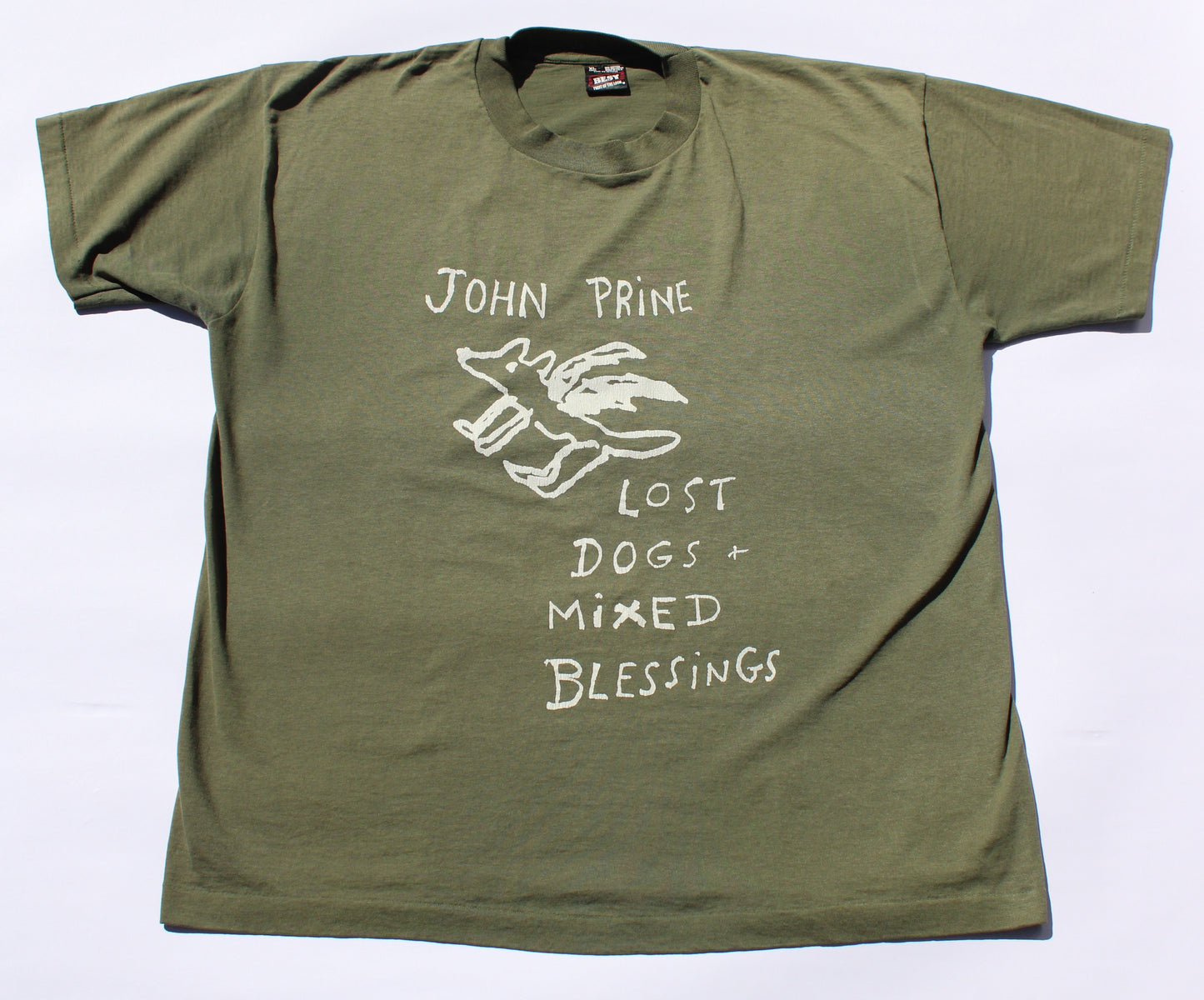 1990's Size XL John Prine "Lost Dogs and Mixed Blessings Tour" Tee Shirt