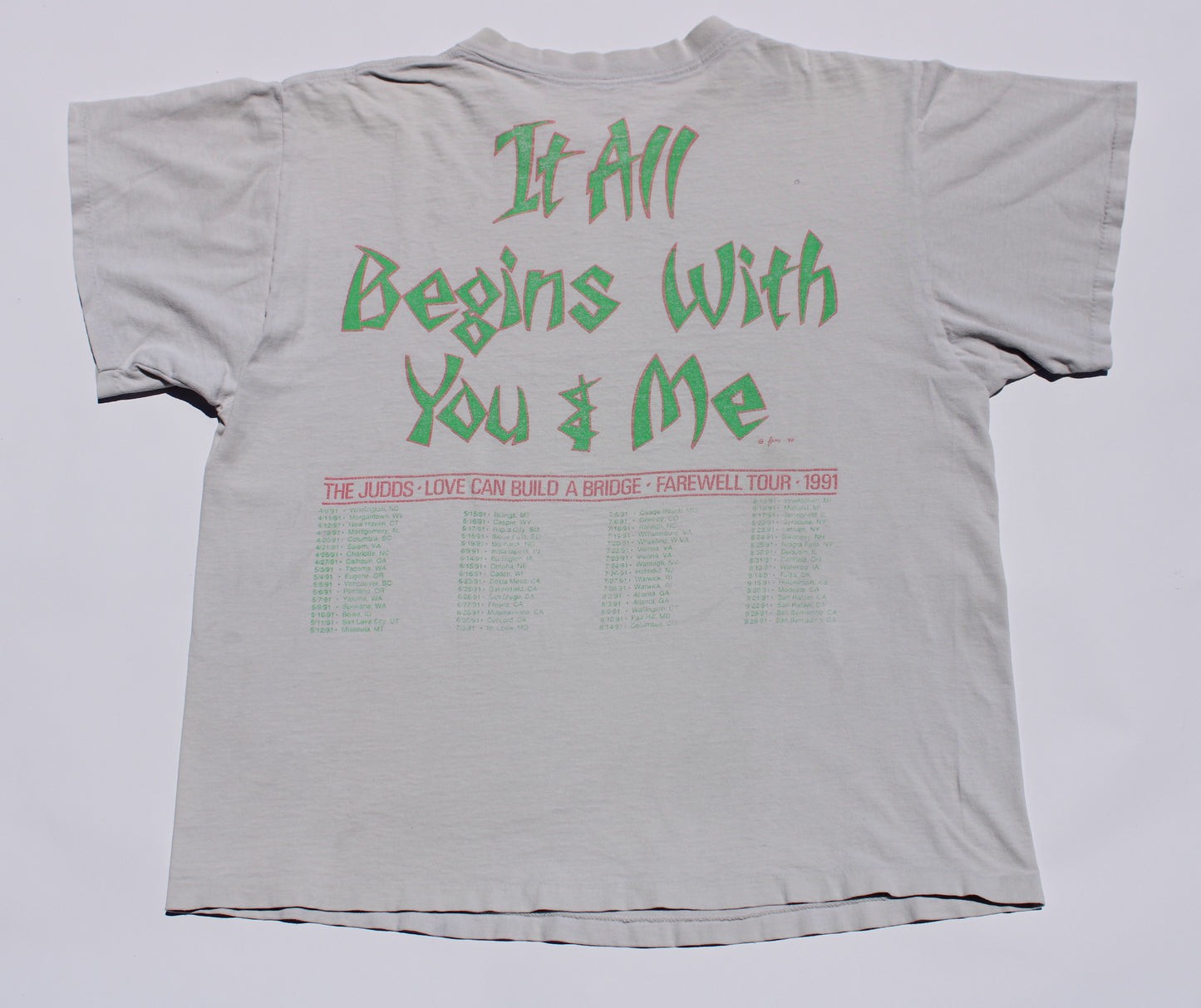 1991 Size XL The Judds "Farewell Tour" Tee Shirt