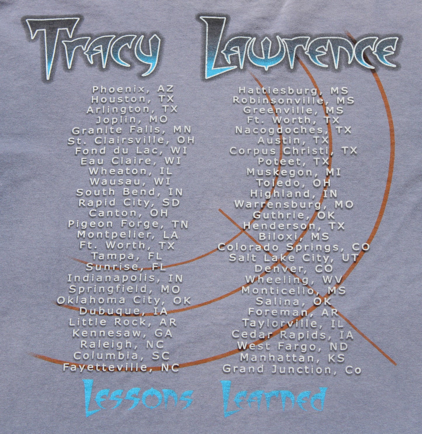 2000 Size Large Tracy Lawrence "Lessons Learned Tour" Tee Shirt