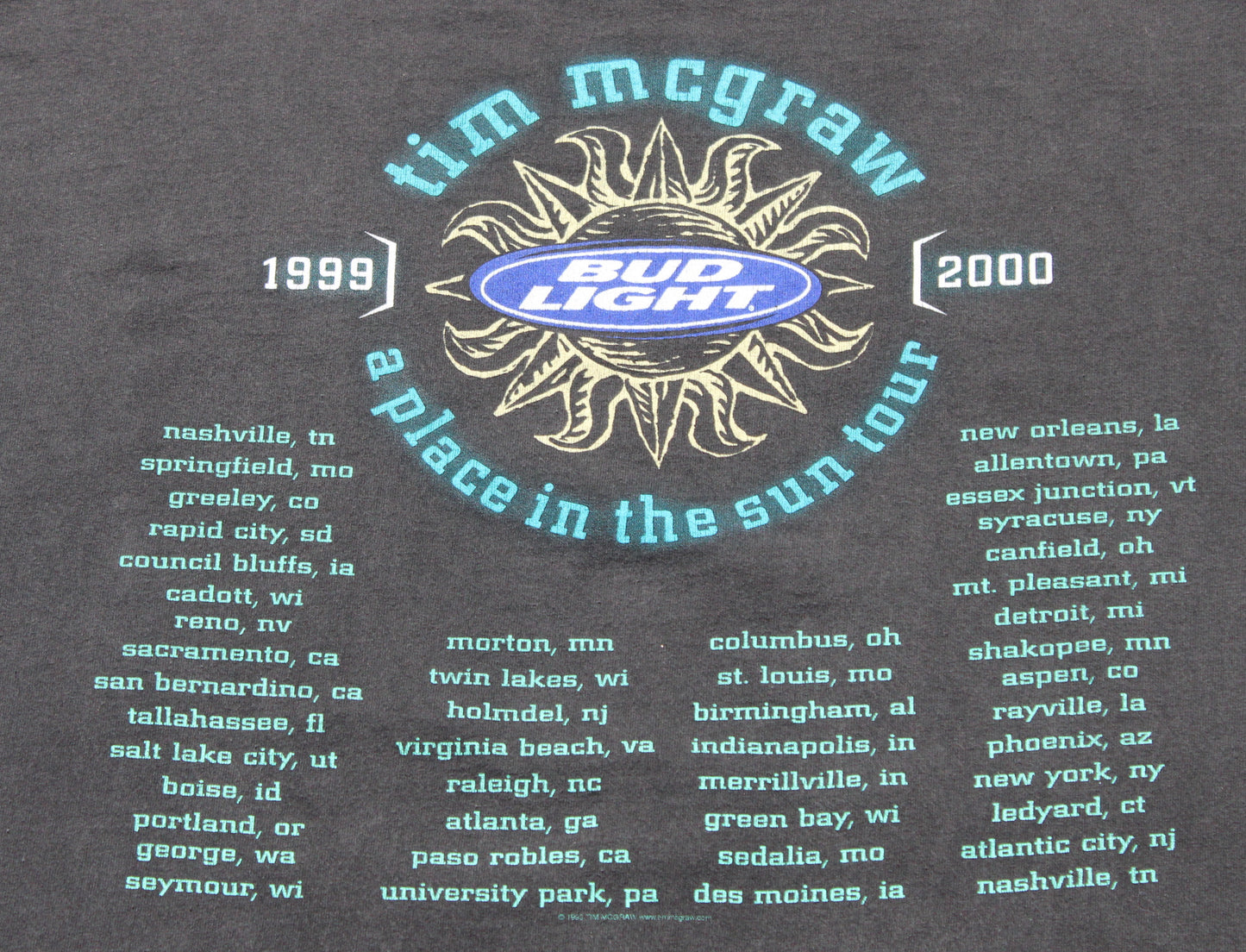 1999 Size XL Tim McGraw "A Place In The Sun Tour" Tee Shirt